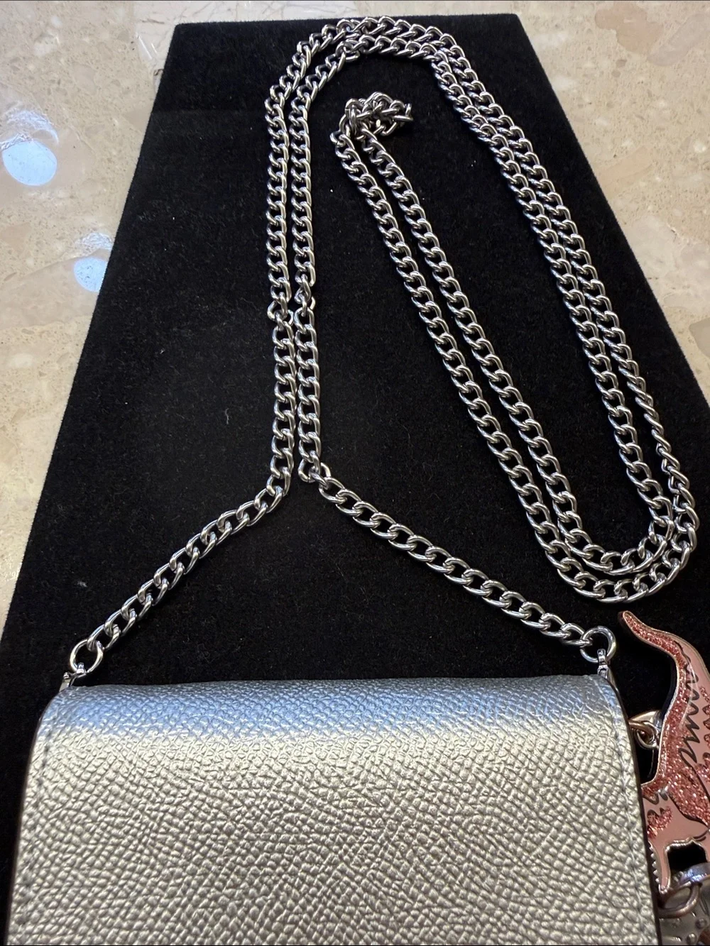 Coach Silver Metallic Micro Crossbody Wallet with Charm Cluster - Picture 3 of 4